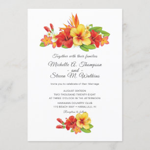 Elegant Hibiscus Tropical Floral Wedding Invitation