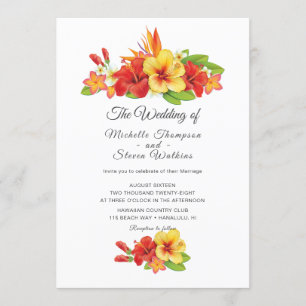 Elegant Hibiscus Tropical Floral Wedding Invitation
