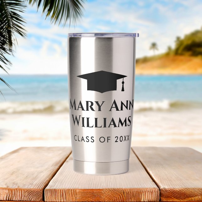 Elegant high school graduate personalized insulated tumbler (Beach)
