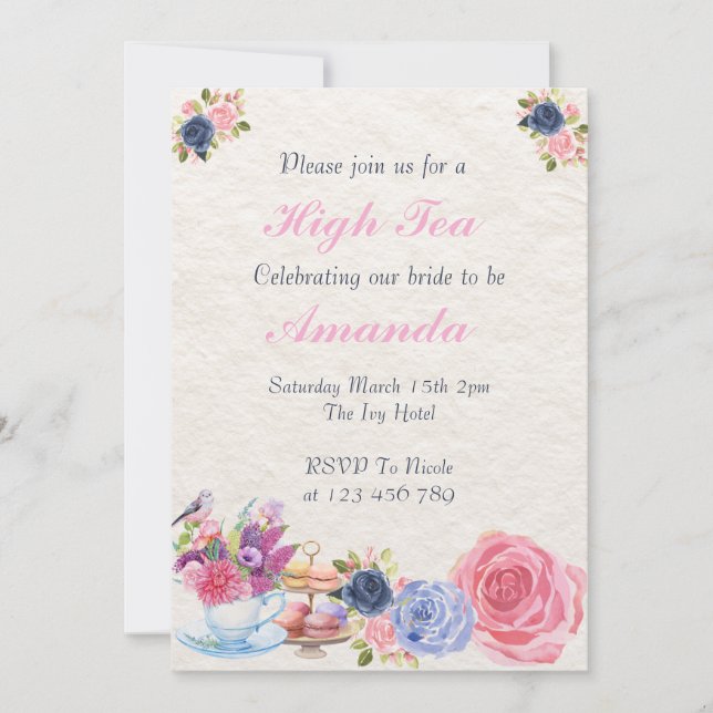 Elegant High Tea Bridal Shower Invitation  (Front)