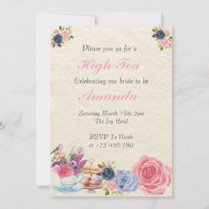Elegant High Tea Bridal Shower Invitation 