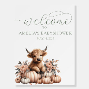 Elegant highland cow babyshower foam board
