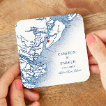 Elegant Hilton Head Island Map Navy Blue Wedding Square Paper Coaster<br><div class="desc">Add a touch of coastal charm to your wedding with our Navy Blue Coastal Georgia Map Paper Drink Coaster! This delightful addition embodies the spirit of your Hilton Head, SC celebration. Perfect for Hilton Head's top venues: Harbour Town Yacht Club, Sea Pines Resort, Sonesta Resort, Omni Hilton Head Oceanfront Resort,...</div>