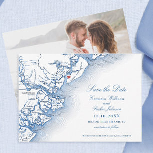 Elegant Hilton Head South Carolina Map Wedding Save The Date