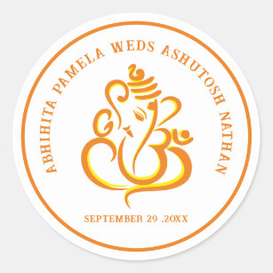 Elegant Hindu Wedding Ganesha Classic Round Sticker