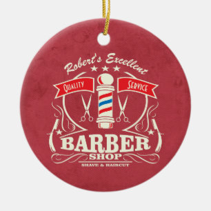 Elegant Hipster Barber Hair Stylist Haircut Ceramic Ornament