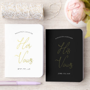 Elegant His and Hers Vows Script Wedding  Foil Vow Books