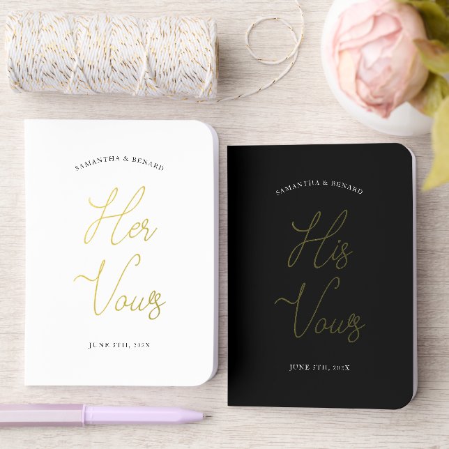 Elegant His and Hers Vows Script Wedding  Foil Vow Books (Wedding)
