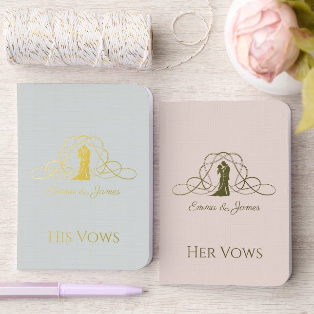 Elegant His & Her Wedding Vows Keepsake Set Foil Vow Books (Wedding)
