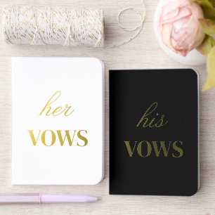 Elegant His Hers Black White Wedding Foil Vow Books