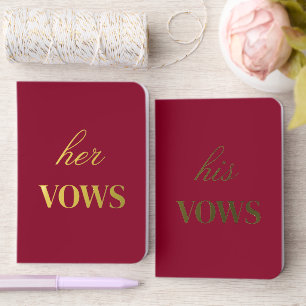 Elegant His Hers Burgundy Wedding Foil Vow Books