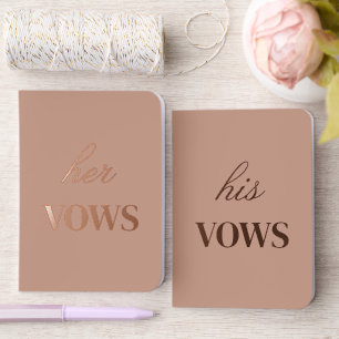Elegant His Hers Mocha Wedding Foil Vow Books