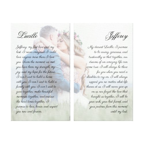 Elegant His & Hers Wedding Vow Art Custom Photo