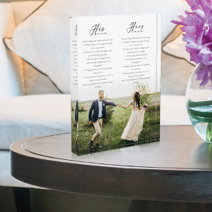 Elegant His & Hers Wedding Vows Minimal Photo Block