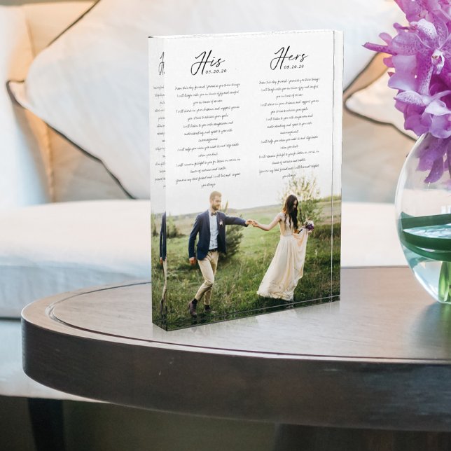 Elegant His & Hers Wedding Vows Minimal Photo Block (Creator Uploaded)