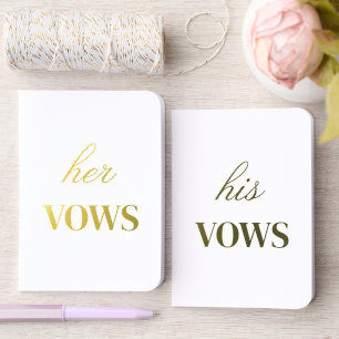 Elegant His Hers White Wedding Foil Vow Books