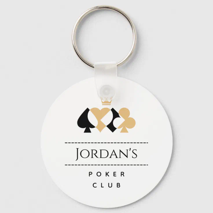 Elegant His Poker Club Casino Style Player's Name Keychain | Zazzle