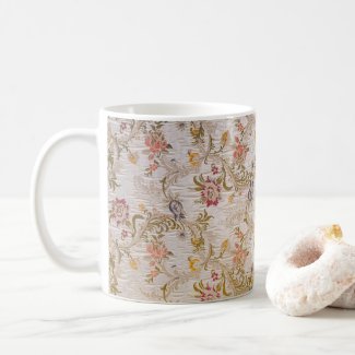 Elegant Historic Vintage Victorian Textile Floral Coffee Mug
