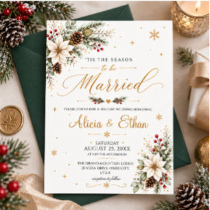 Elegant Holiday Botanical Christmas Wedding Invitation