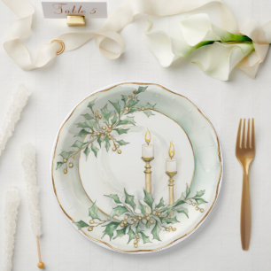 Elegant Holiday Candles Dining  Paper Plates
