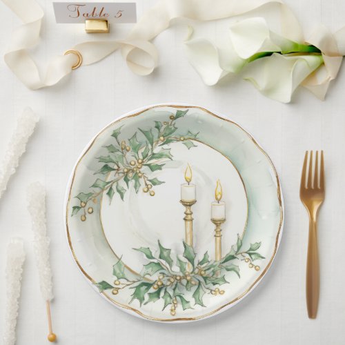 Elegant Holiday Candles Dining  Paper Plates
