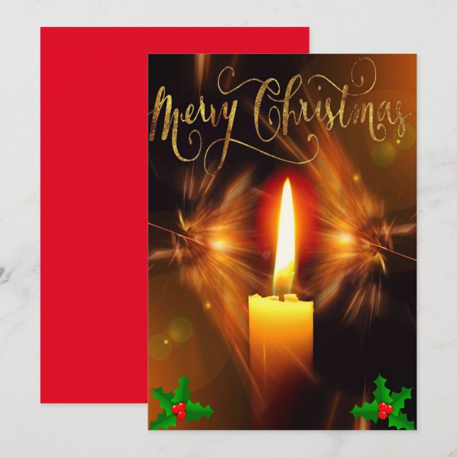 Elegant Holiday Christmas Candles Card (Front/Back)