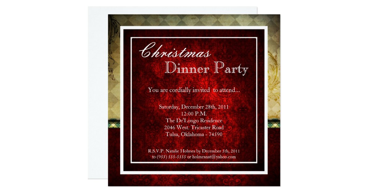 Elegant Christmas Dinner Party Invitations 3