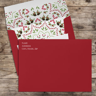 Elegant Holiday Christmas Forrest Green 5x7 Envelope