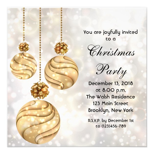 Elegant Holiday Christmas Party Invitation Card