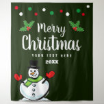 Elegant Holiday Christmas party photo backdrop<br><div class="desc">Elegant Holiday Christmas party photo backdrop. Great for making professional group photo's and selfies with family, friends or guests. Personalized wall decor tapestry available in small and big extra large sizes. Personalized x-mas decoration for fun gathering, meeting, celebration etc. Stylish script typography with colored lights, snowman, holly leaves and berries....</div>