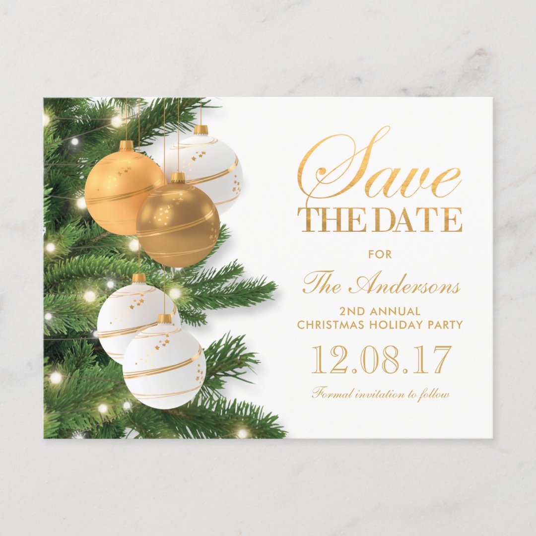 Elegant Holiday Christmas Party Save the Date Announcement Postcard ...