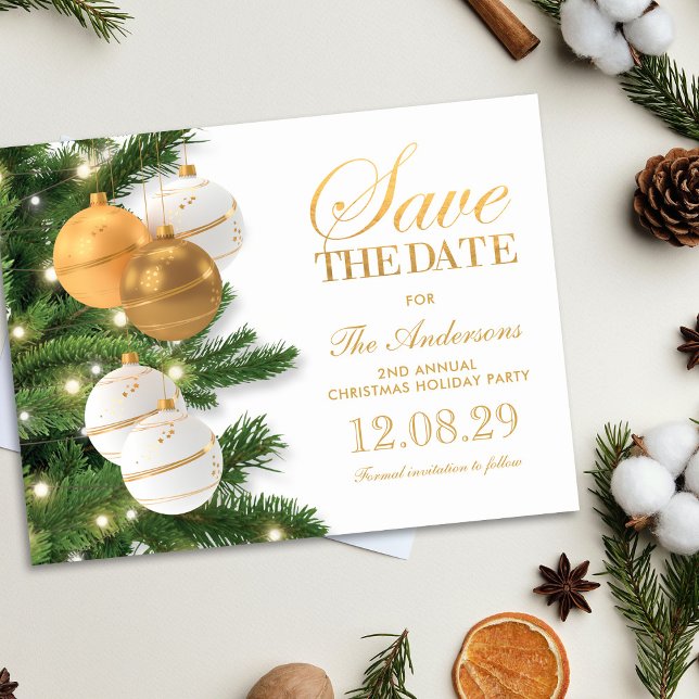 Elegant Holiday Christmas Party Save the Date Announcement Postcard (Creator Uploaded)