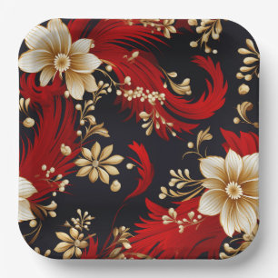 Elegant Holiday Christmas Poinsettia Paper Plates