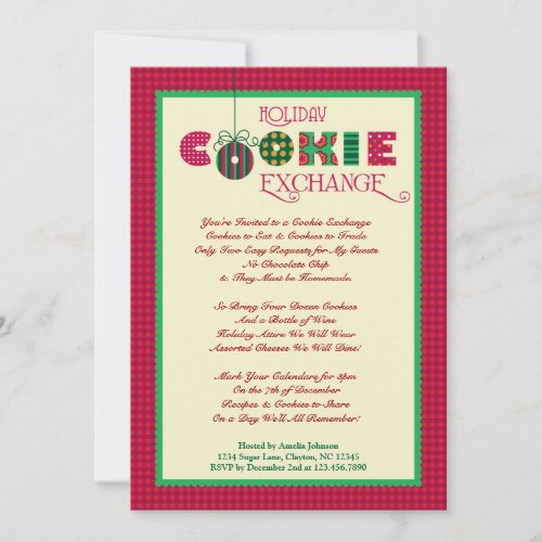 Elegant Holiday Cookie Exchange Invitation