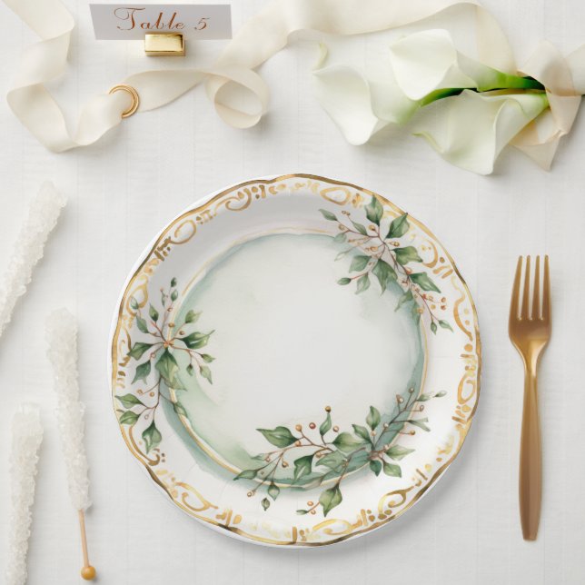 Elegant Holiday Dining  Paper Plates (Wedding)