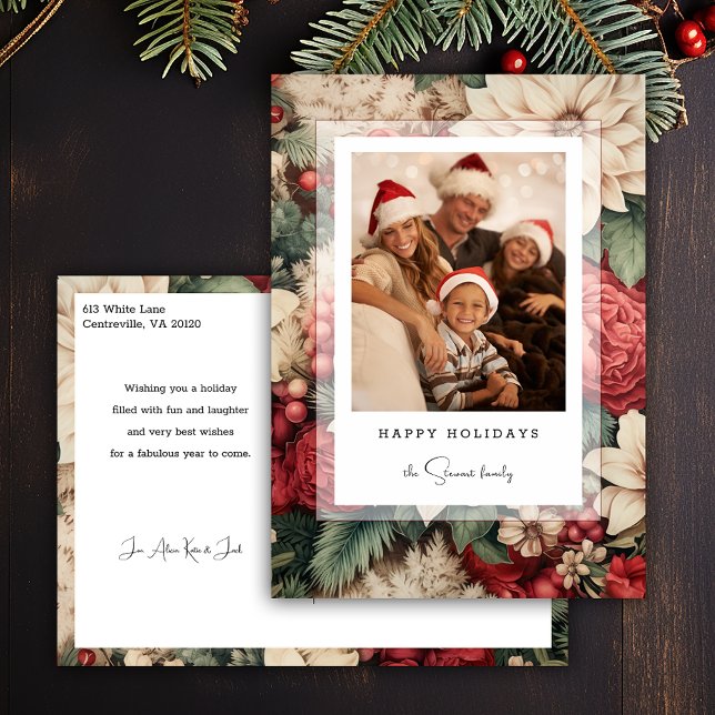 Elegant Holiday Floral Photo Postcard (Creator Uploaded)