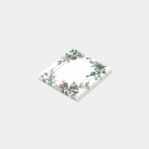 Elegant Holiday Frame with Watercolor Botanicals Post-it Notes