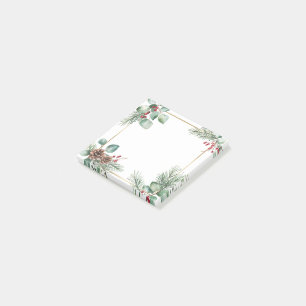 Elegant Holiday Frame with Watercolor Botanicals Post-it Notes