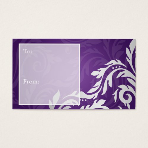 Elegant Holiday Gift Tag Swirly Flourish Purple Business Card