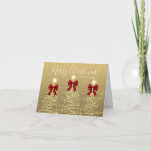 Elegant Holiday Gold Christmas Trees Greeting Red
