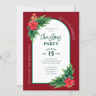Elegant Holiday Greenery Christmas Party Invitation