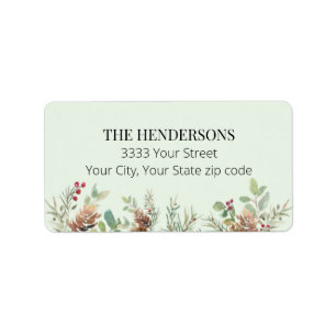 Elegant Holiday Greenery Christmas Return Address Label