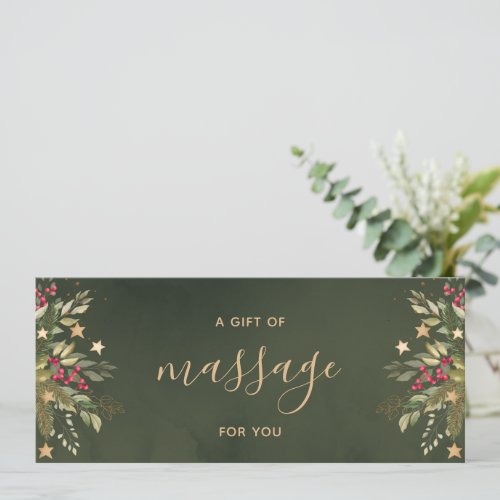 Elegant Holiday Massage Therapy Gift Certificate