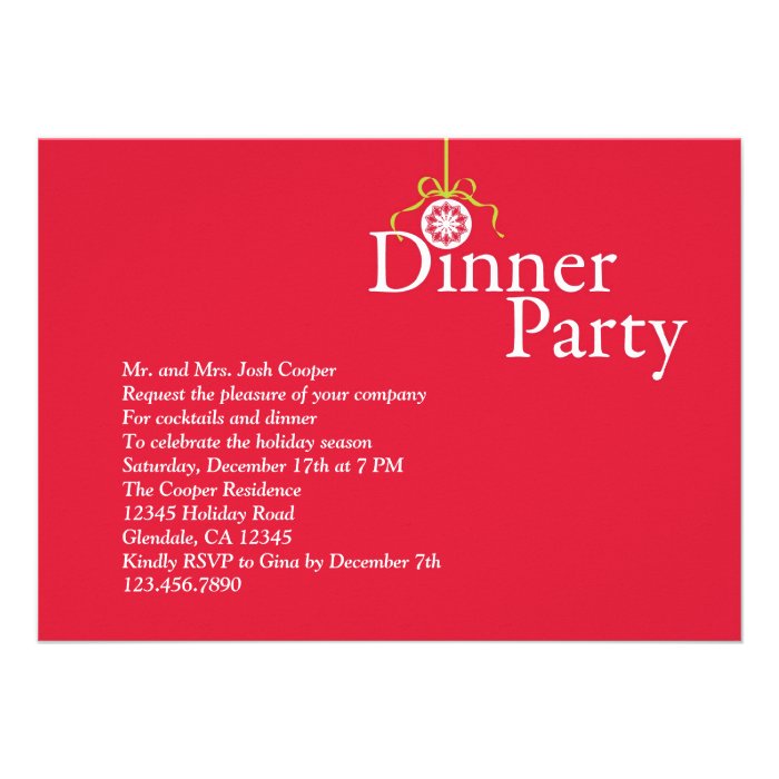 Elegant Holiday Ornament Dinner Party Invitation