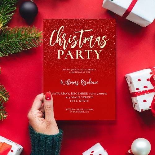 Elegant Holiday Party Christmas Foil Invitation