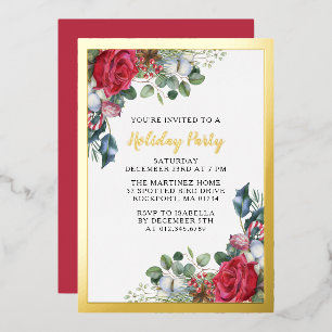 Elegant Holiday Party Gold Foil Invitation