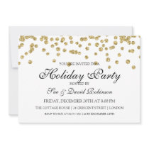 Elegant Holiday Party Gold Glitter Confetti Invitation