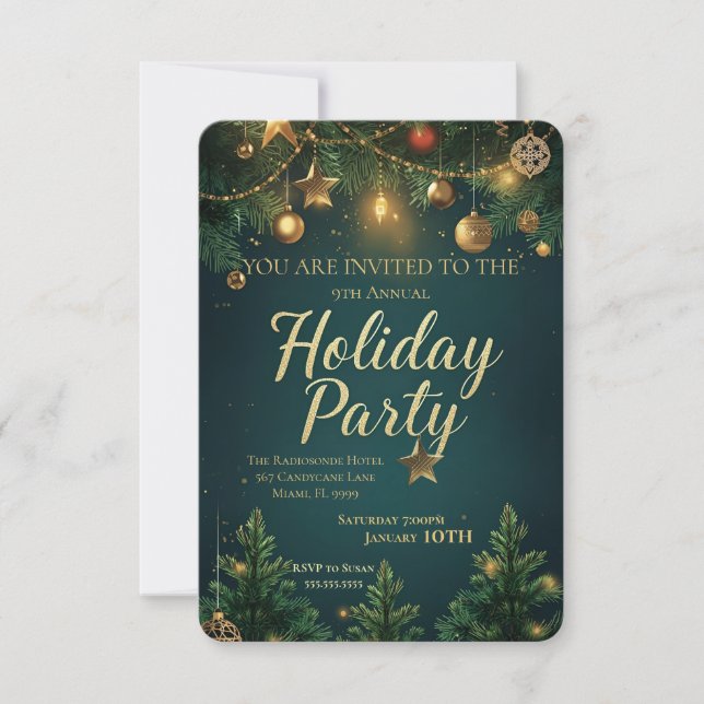 Elegant Holiday Party Invitation (Front)