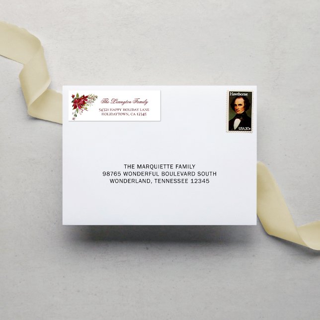 Elegant Holiday Poinsettia Address Label (Creator Uploaded)