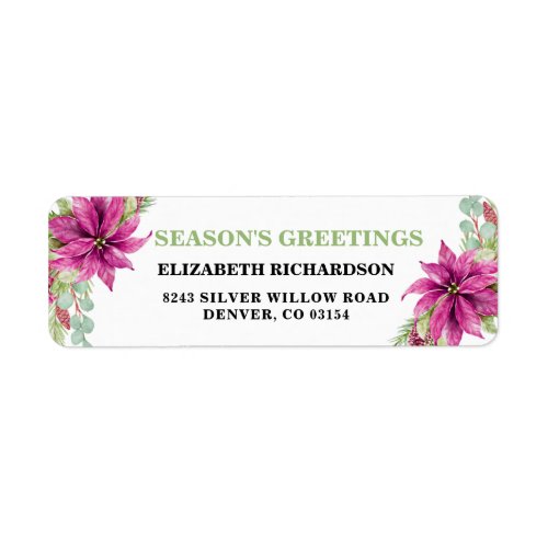 Elegant Holiday Poinsettia Return Address Label